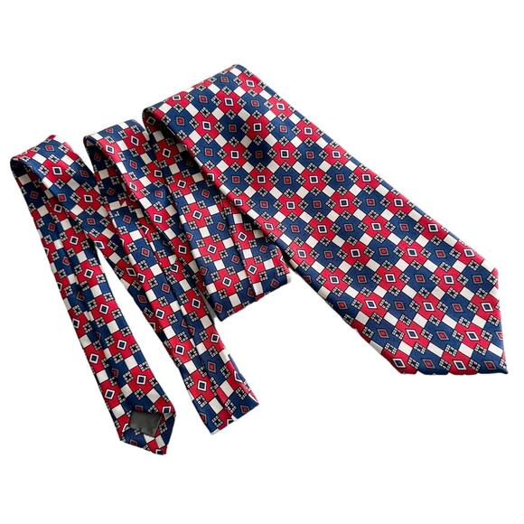 Robert Talbott vintage 100% silk hand sewn red white & blue neck tie 4” w - Picture 4 of 5
